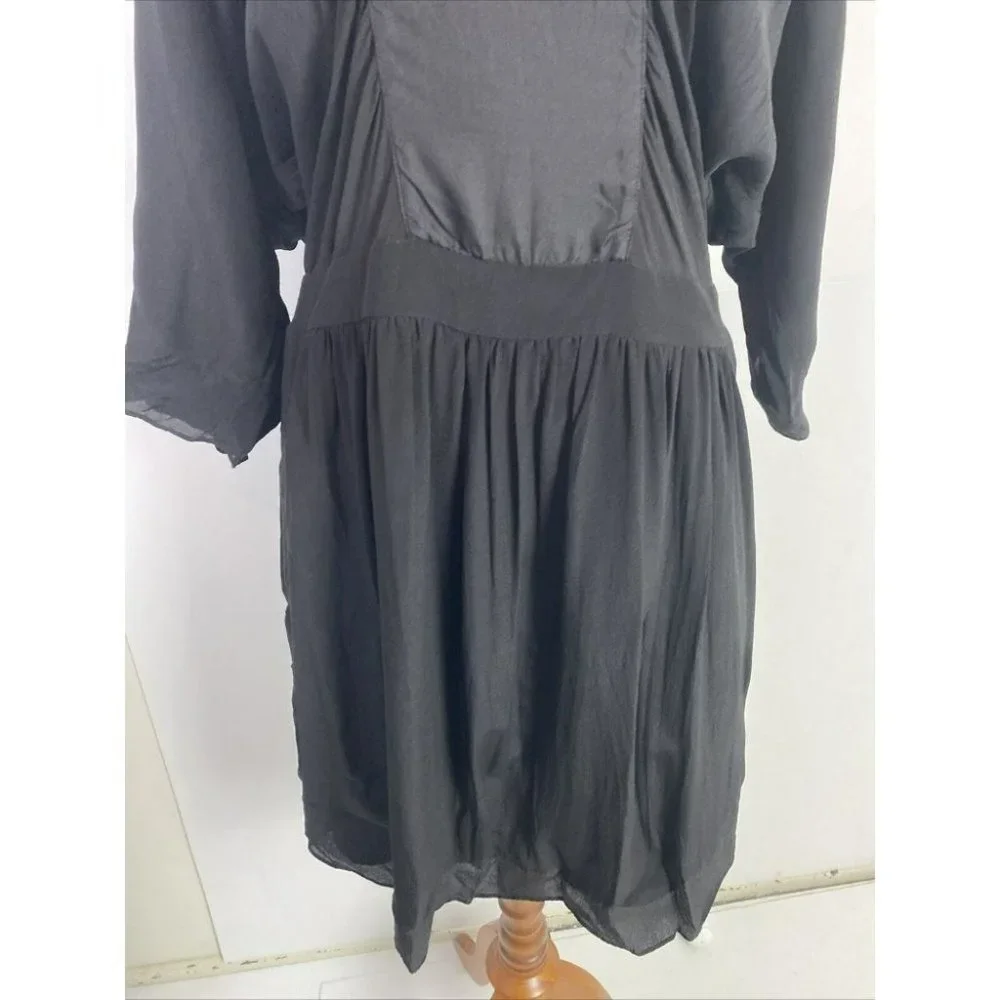 Portmans Size M Black Women's A-Line Dress 100% SILK - Picture 3 of 7